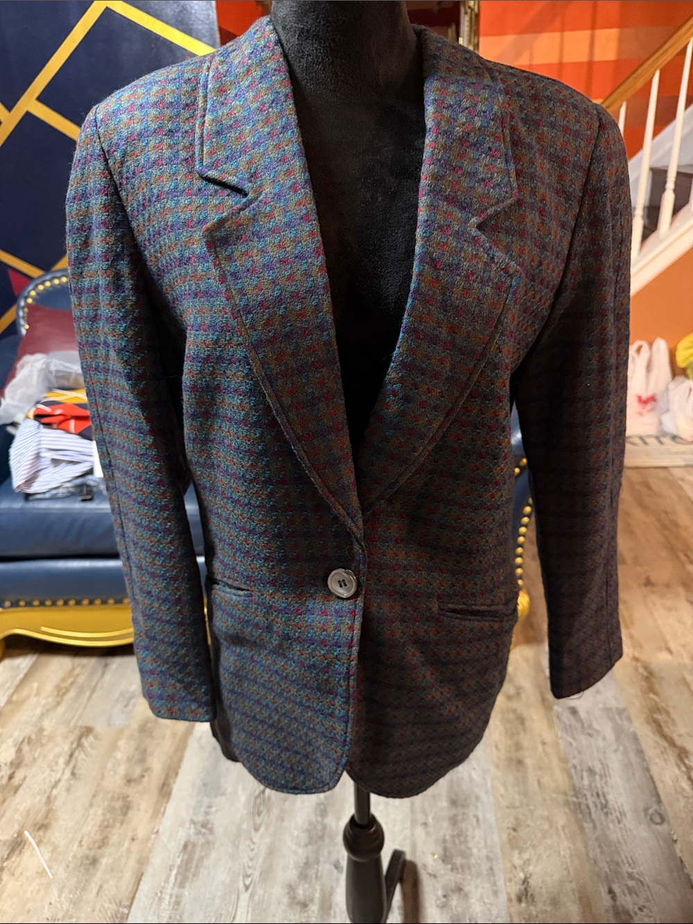 Vintage Barry Bricken Women’s Multi-Color Wool Blend Blazer